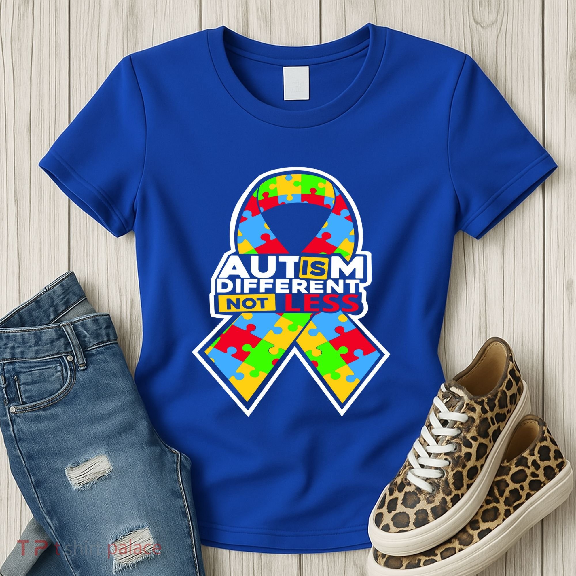 Autism Awareness Different Not Less Puzzle Ribbon Women's T-Shirt