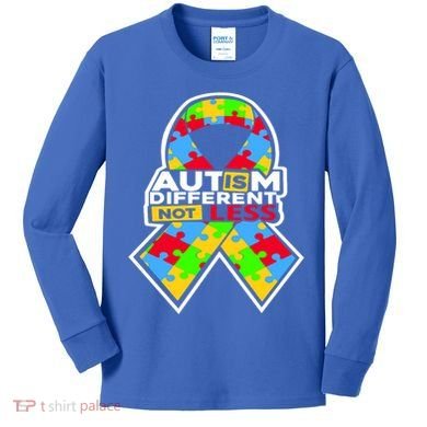 Autism Awareness Different Not Less Puzzle Ribbon Kids Long Sleeve Shirt