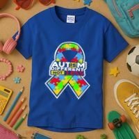 Autism Awareness Different Not Less Puzzle Ribbon Kids T-Shirt thumb 3