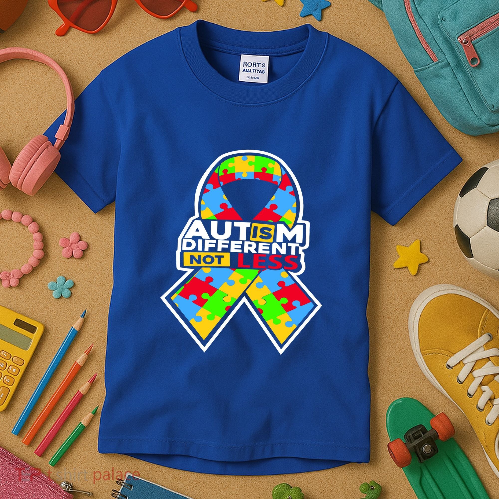 Autism Awareness Different Not Less Puzzle Ribbon Kids T-Shirt