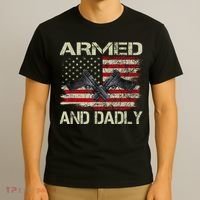 Armed And Dadly Funny Deadly Father For Father's Day T-Shirt thumb 3