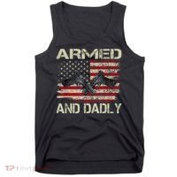 Armed And Dadly Funny Deadly Father For Father's Day Tank Top thumb 0