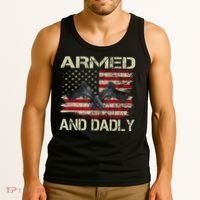 Armed And Dadly Funny Deadly Father For Father's Day Tank Top thumb 3