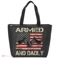 Armed And Dadly Funny Deadly Father For Father's Day Tote Bag thumb 0