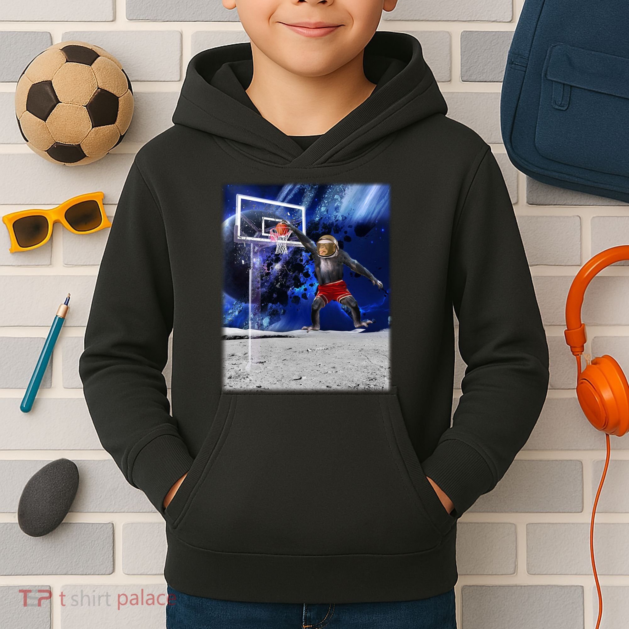 Air Ape Dunking Basketball Monkey Kids Hoodie