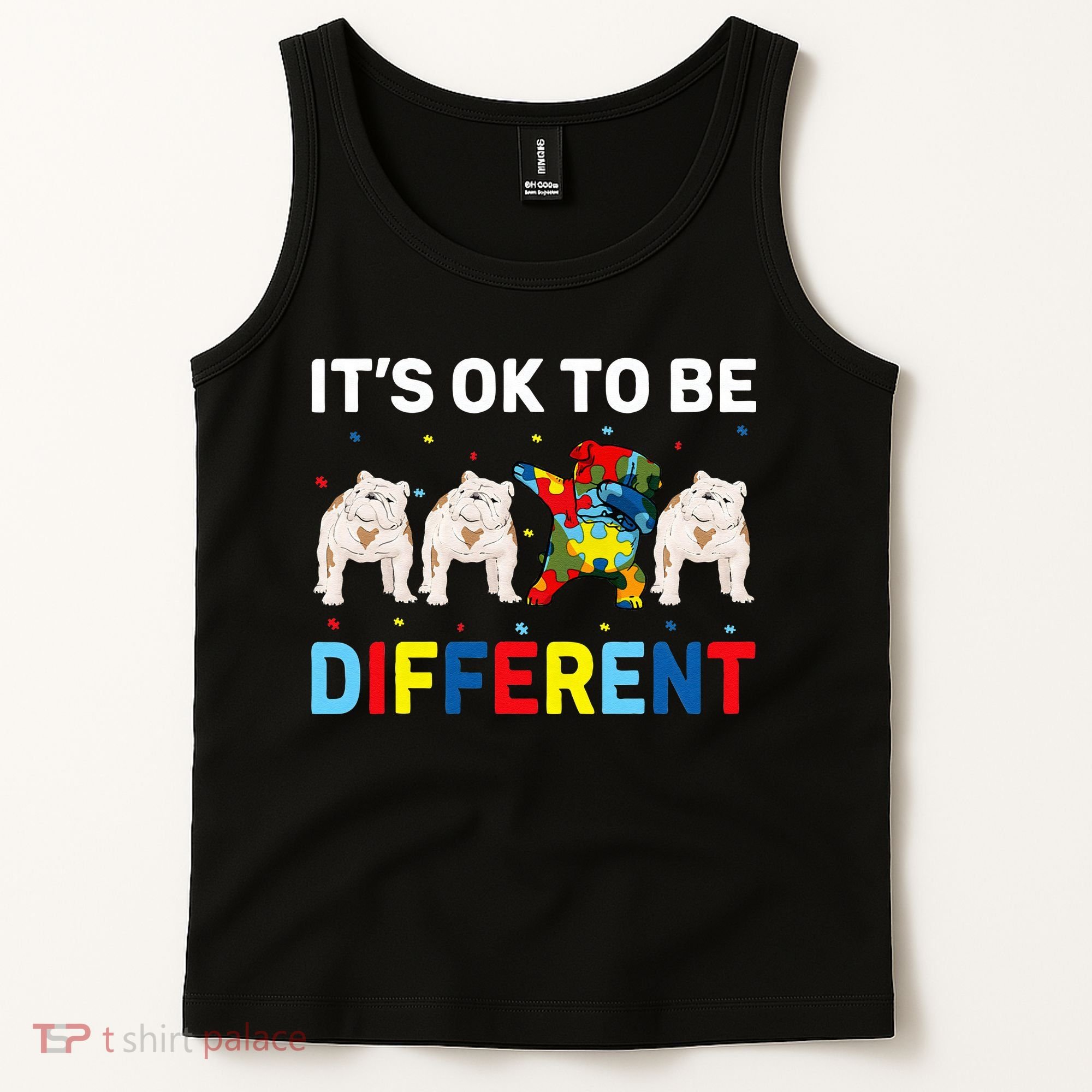 Autism Awareness Day Gift Funny Dabbing English Bulldog Tank Top