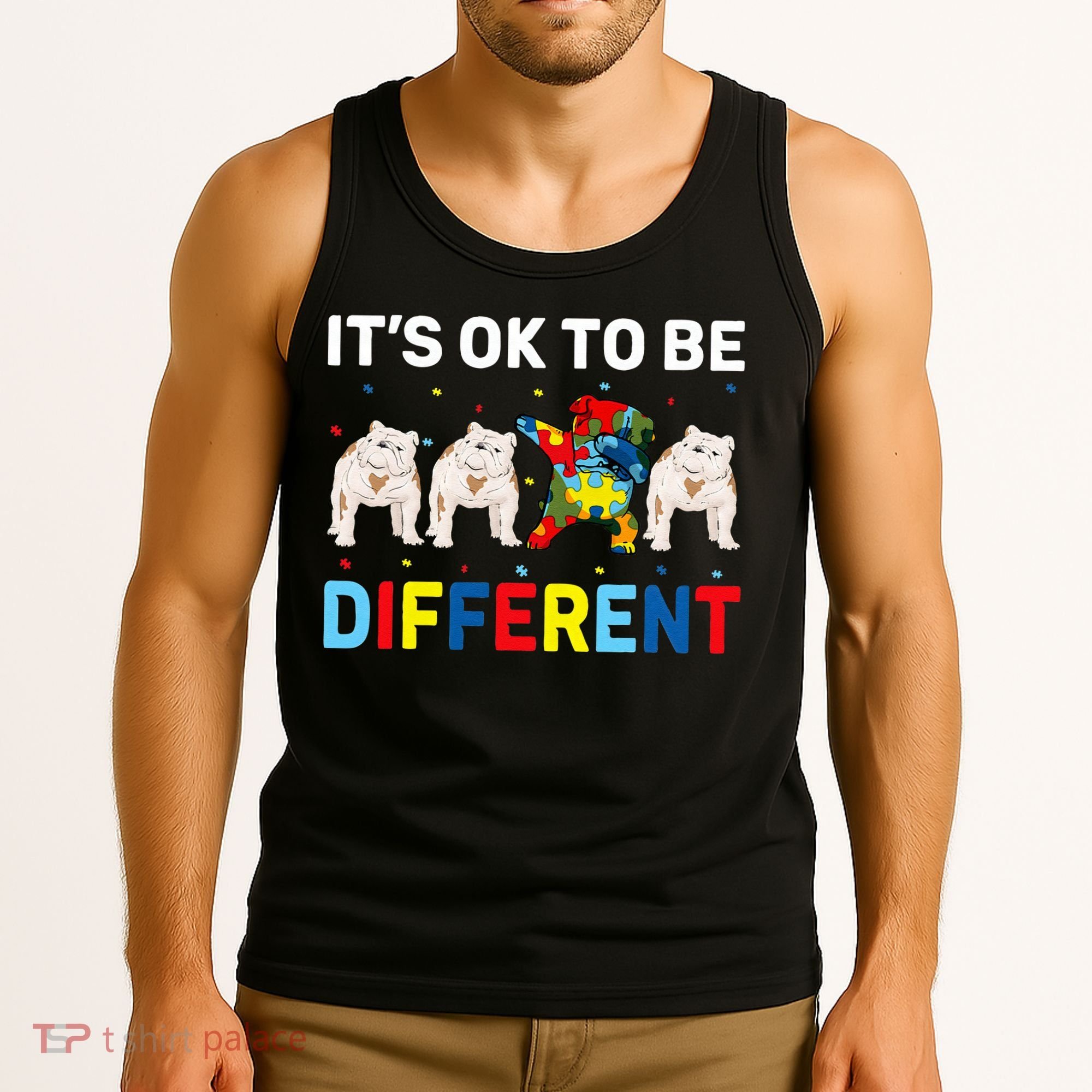Autism Awareness Day Gift Funny Dabbing English Bulldog Tank Top
