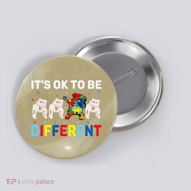 Autism Awareness Day Gift Funny Dabbing English Bulldog Button
