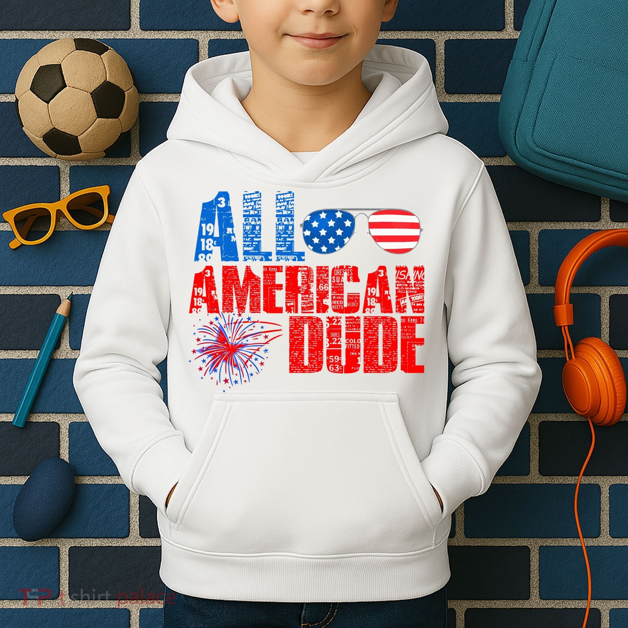 All American Dude 4th Of July Kids Hoodie