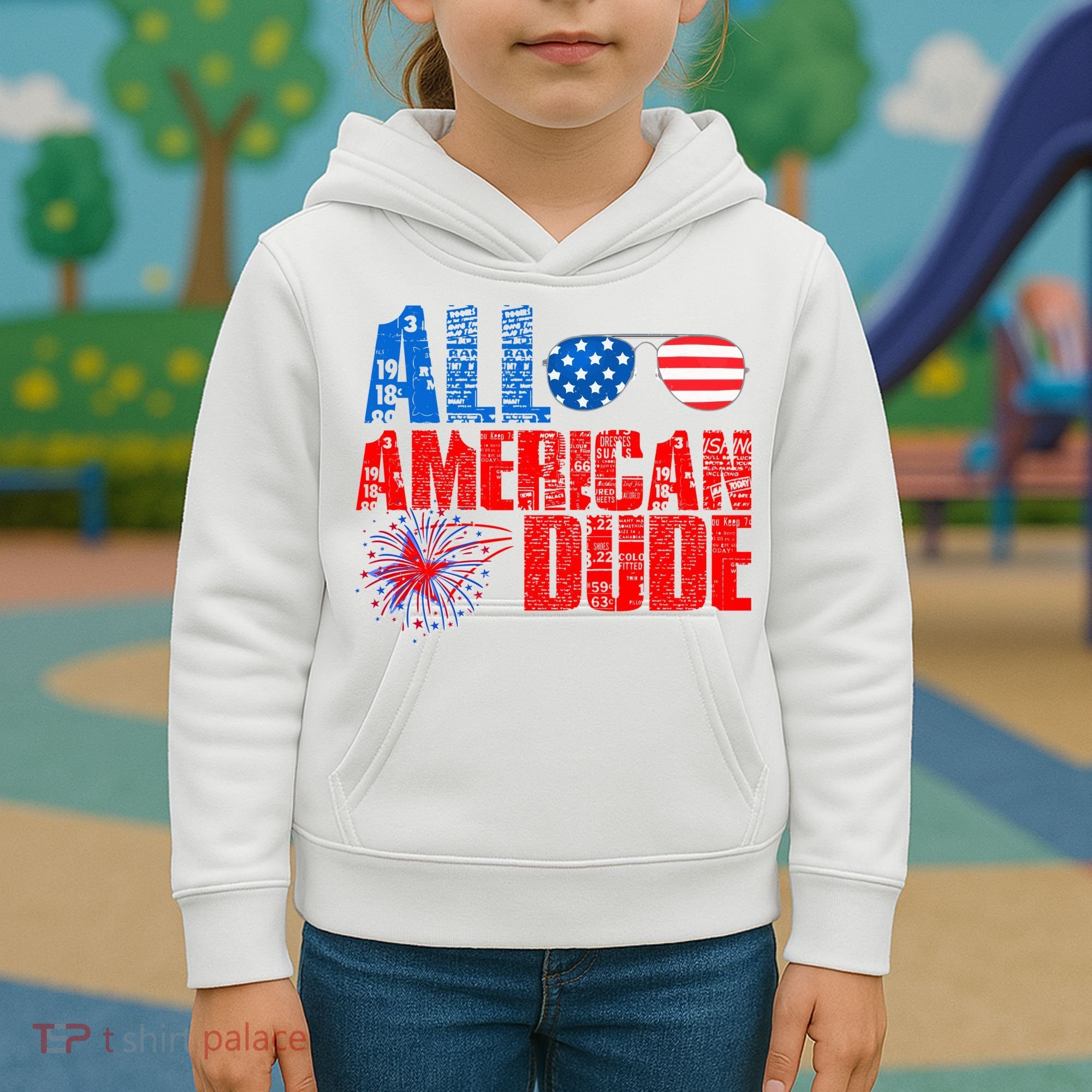 All American Dude 4th Of July Kids Hoodie