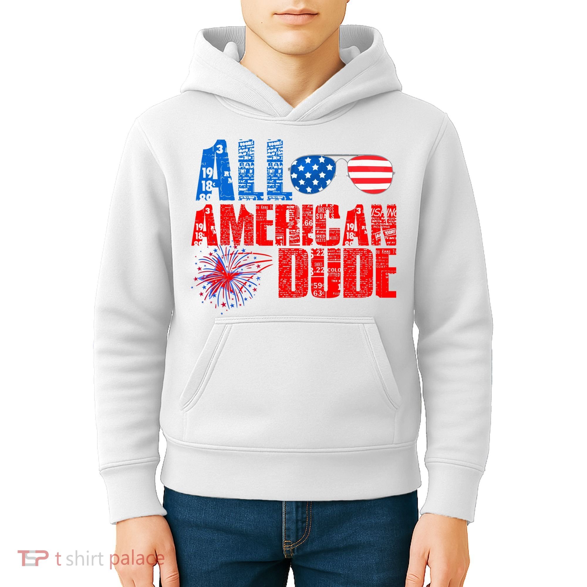 All American Dude 4th Of July Kids Hoodie
