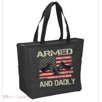 Armed And Dadly Funny Deadly Father For Father's Day Tote Bag thumb 2