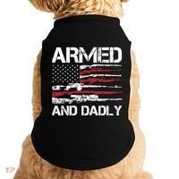 Armed And Dadly Funny Deadly Father For Fathers Day USA Flag Doggie Tank thumb 0