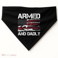 Armed And Dadly Funny Deadly Father For Fathers Day USA Flag USA-Made Doggie Bandana thumb 0