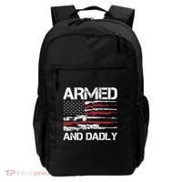 Armed And Dadly Funny Deadly Father For Fathers Day USA Flag Backpack thumb 0
