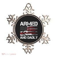Armed And Dadly Funny Deadly Father For Fathers Day USA Flag Ornament thumb 0