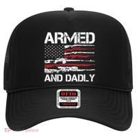 Armed And Dadly Funny Deadly Father For Fathers Day USA Flag Hat thumb 0