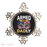 Armed And Dadly Funny Deadly Father USA flag Fathers Day Ornament thumb 0