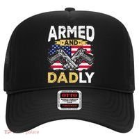 Armed And Dadly Funny Deadly Father USA flag Fathers Day Hat thumb 0