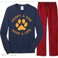 Adopt A Dog Save A Life Tee Rescue Dog Long Sleeve Pajama Set thumb 0