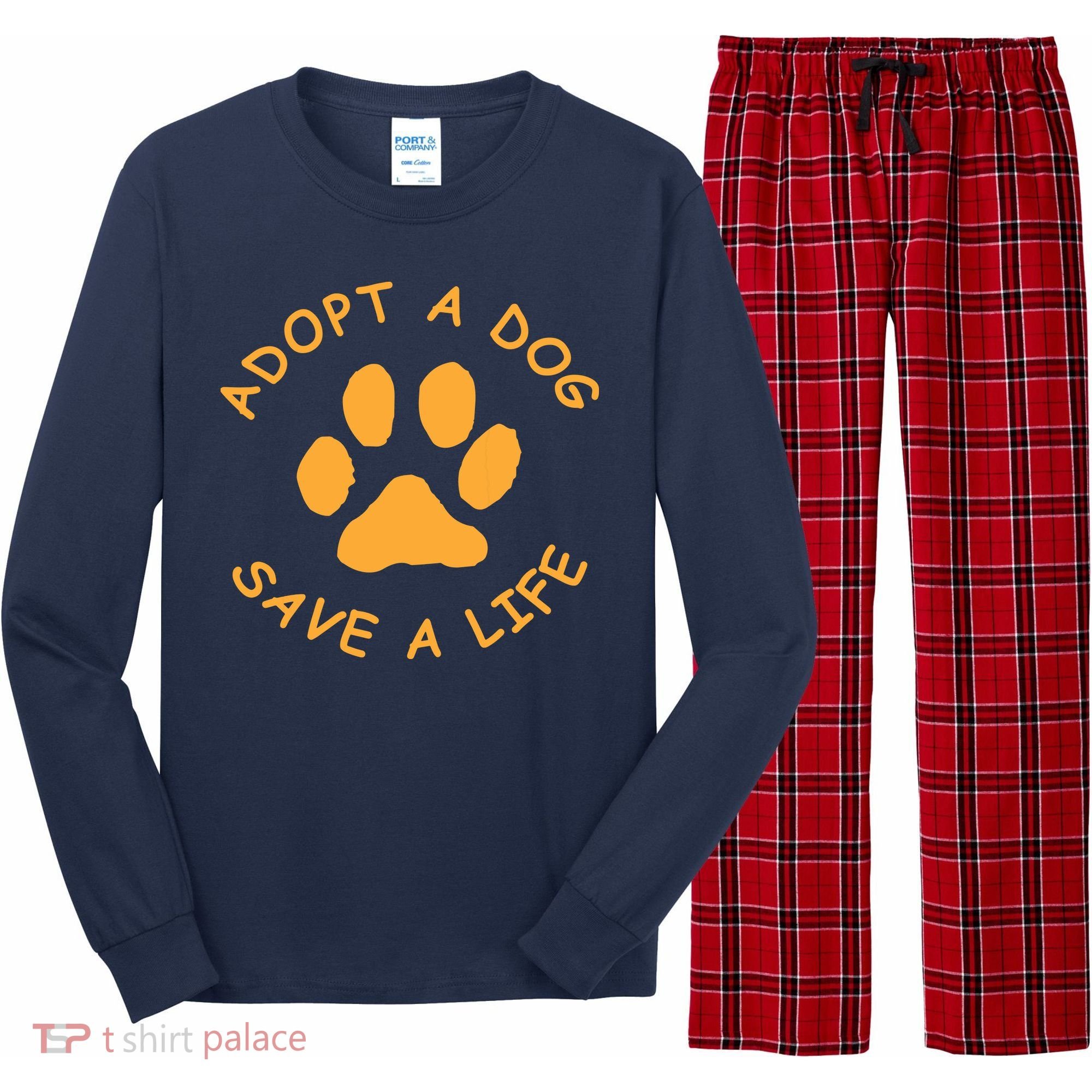 Adopt A Dog Save A Life Tee Rescue Dog Long Sleeve Pajama Set