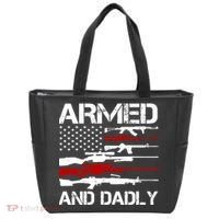 Armed And Dadly Military Dad Gift Tote Bag thumb 0