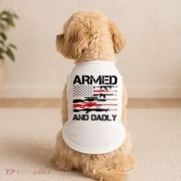 Armed And Dadly Military Dad Gift Doggie Tank thumb 2