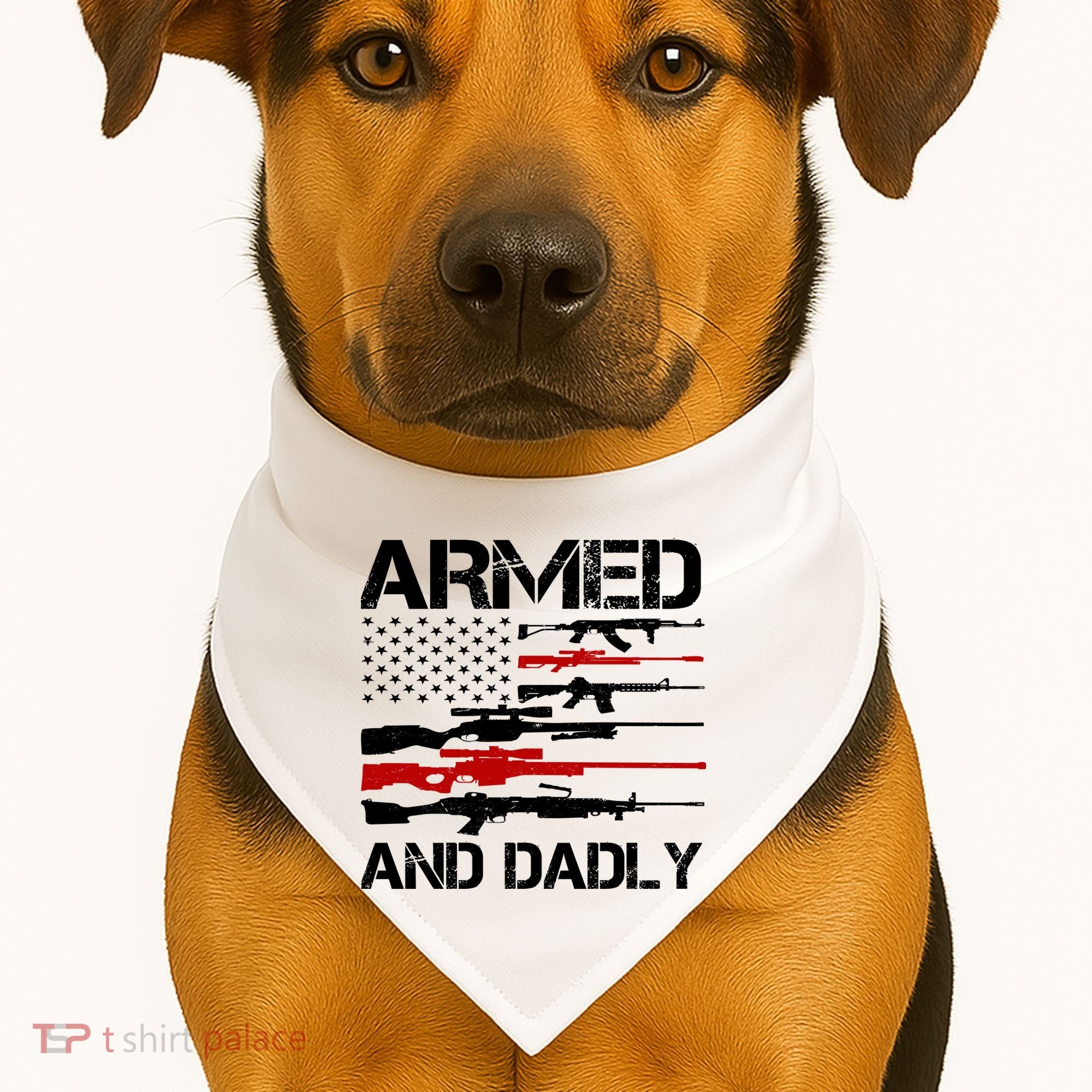 Armed And Dadly Military Dad Gift USA-Made Doggie Bandana