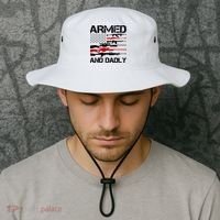 Armed And Dadly Military Dad Gift Bucket Hat thumb 2