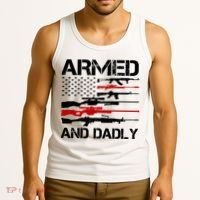 Armed And Dadly Military Dad Gift Tank Top thumb 3