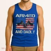 Armed And Dadly Funny Deadly Father For Father's Day Tank Top thumb 3