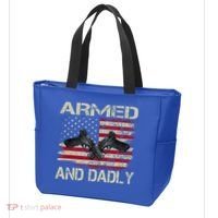 Armed And Dadly Funny Deadly Father For Father's Day Tote Bag thumb 3