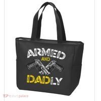 Armed And Dadly Funny Armed And Deadly Dad Fathers Day Tote Bag thumb 3