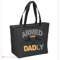 Armed And Dadly Fathers Day Gift Tote Bag thumb 2