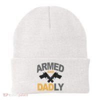 Armed And Dadly Fathers Day Gift Beanie thumb 0