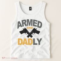 Armed And Dadly Fathers Day Gift Tank Top thumb 2