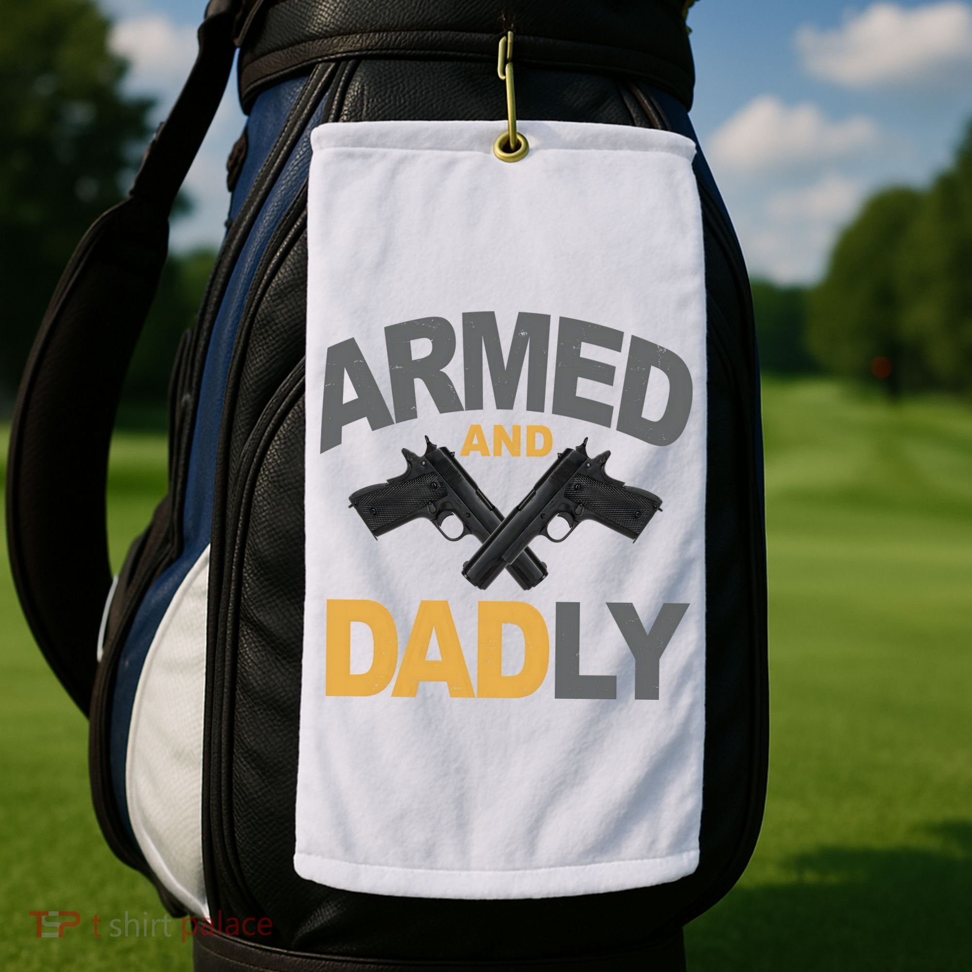 Armed And Dadly Fathers Day Gift Golf Towel
