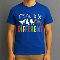 Autism Awareness Dinosaur ItS Ok To Be Different Meaningful Gift T-Shirt thumb 3