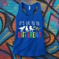 Autism Awareness Dinosaur ItS Ok To Be Different Meaningful Gift Women's Tank Top thumb 3
