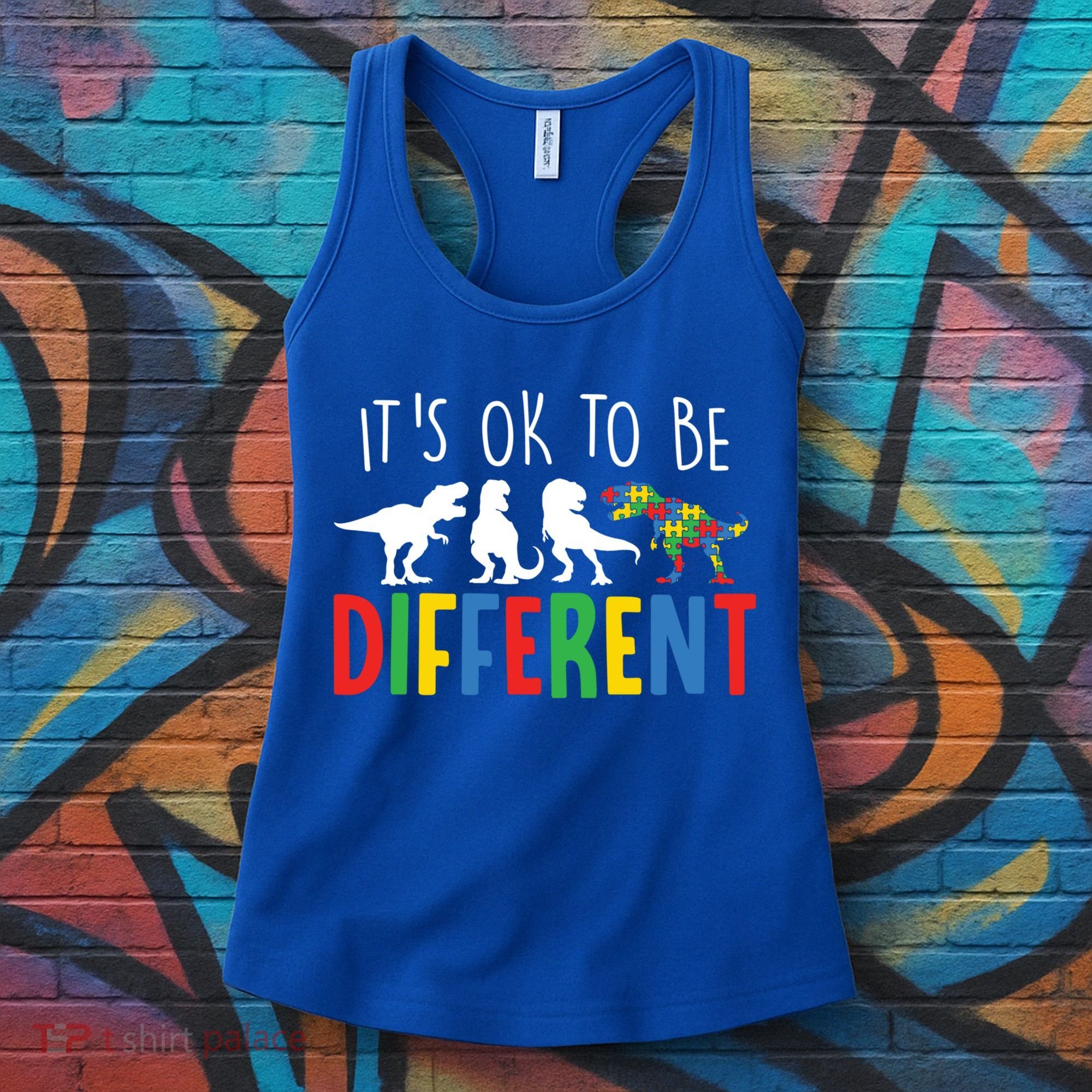 Autism Awareness Dinosaur ItS Ok To Be Different Meaningful Gift Women's Tank Top