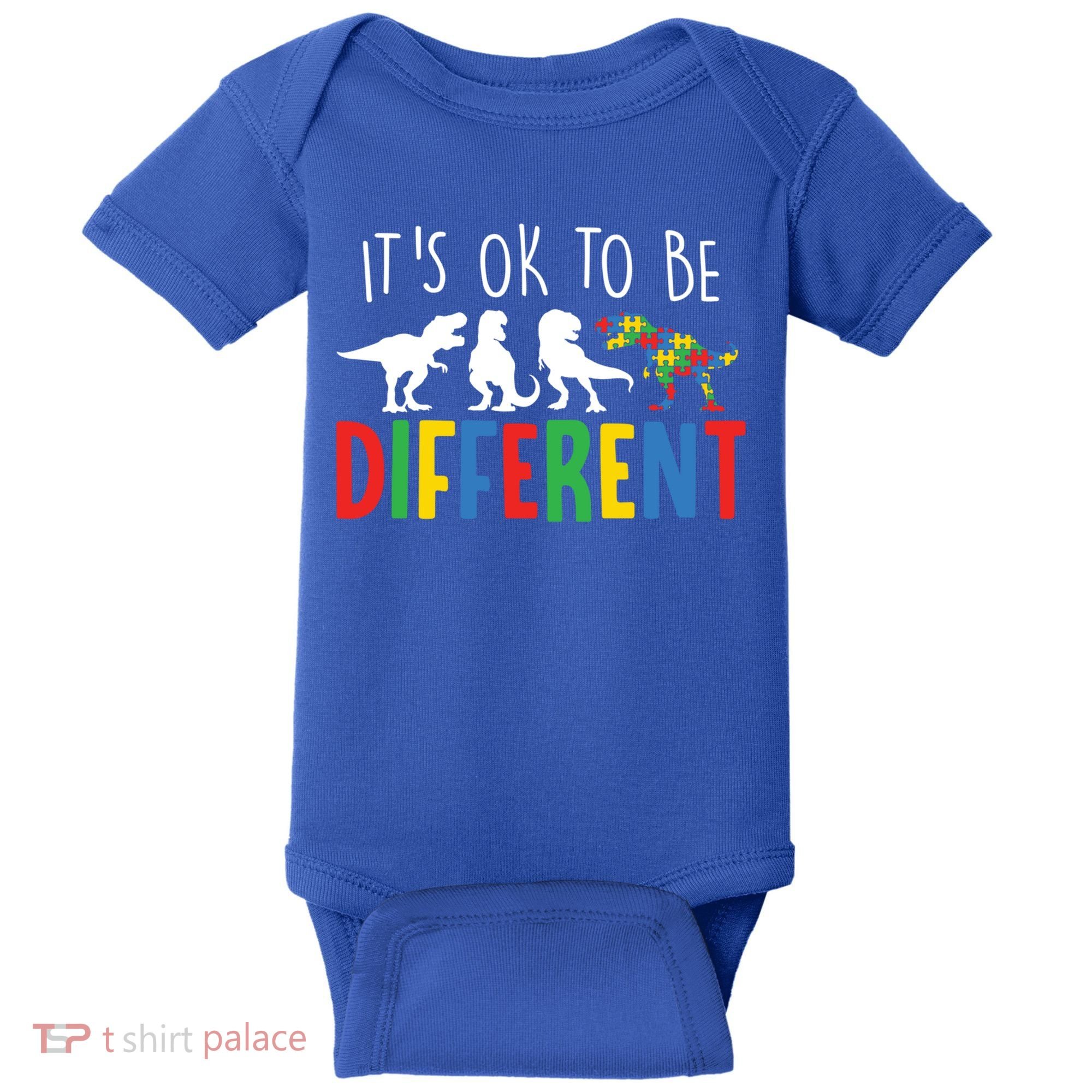Autism Awareness Dinosaur ItS Ok To Be Different Meaningful Gift Baby Bodysuit