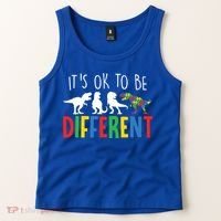 Autism Awareness Dinosaur ItS Ok To Be Different Meaningful Gift Tank Top thumb 2