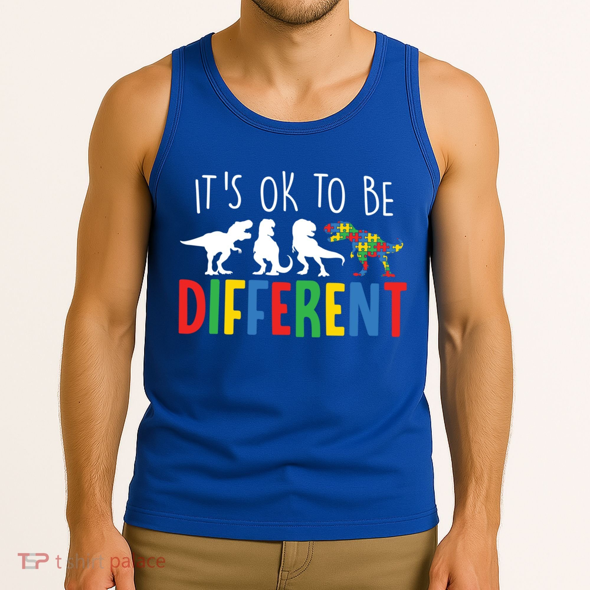 Autism Awareness Dinosaur ItS Ok To Be Different Meaningful Gift Tank Top
