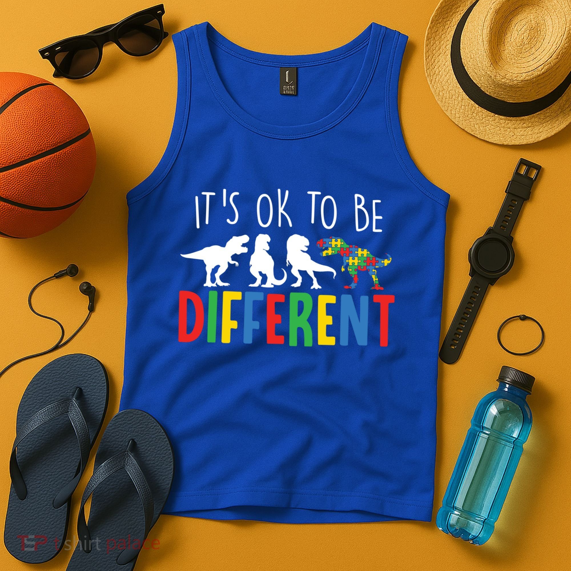 Autism Awareness Dinosaur ItS Ok To Be Different Meaningful Gift Tank Top