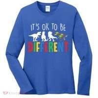 Autism Awareness Dinosaur ItS Ok To Be Different Meaningful Gift Women's Long Sleeve Shirt thumb 0