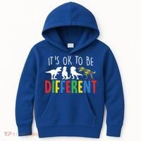 Autism Awareness Dinosaur ItS Ok To Be Different Meaningful Gift Kids Hoodie thumb 0