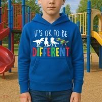 Autism Awareness Dinosaur ItS Ok To Be Different Meaningful Gift Kids Hoodie thumb 2