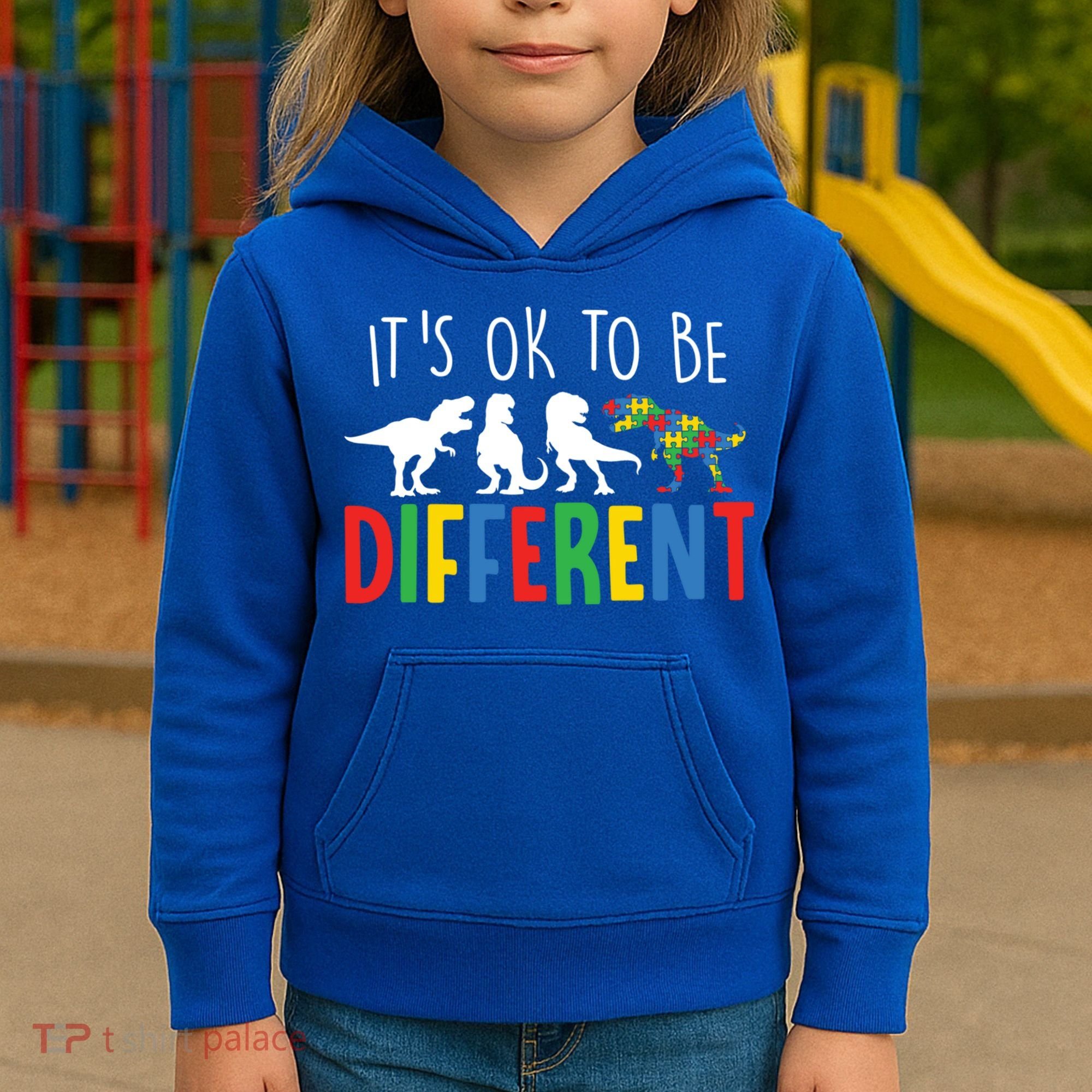 Autism Awareness Dinosaur ItS Ok To Be Different Meaningful Gift Kids Hoodie