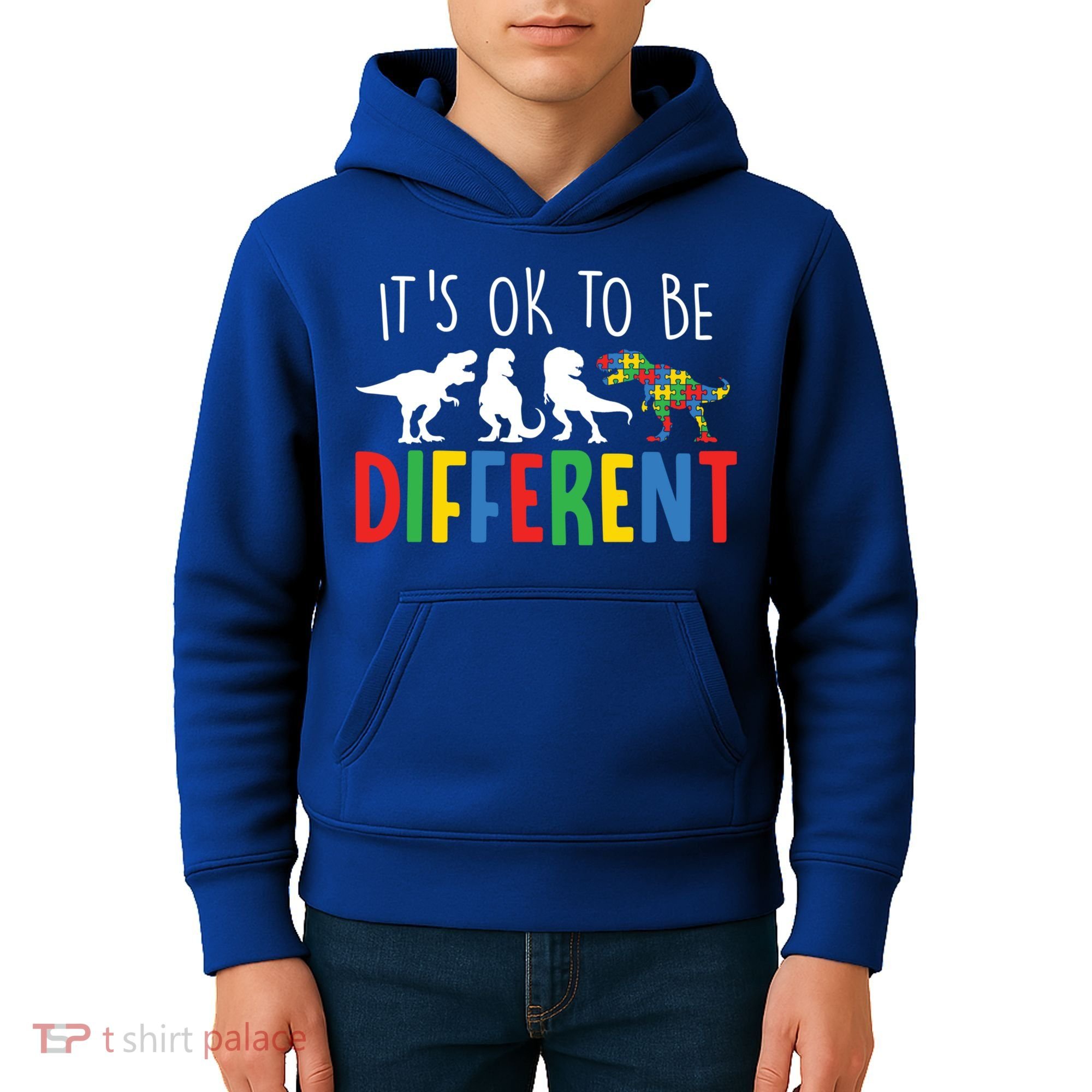 Autism Awareness Dinosaur ItS Ok To Be Different Meaningful Gift Kids Hoodie