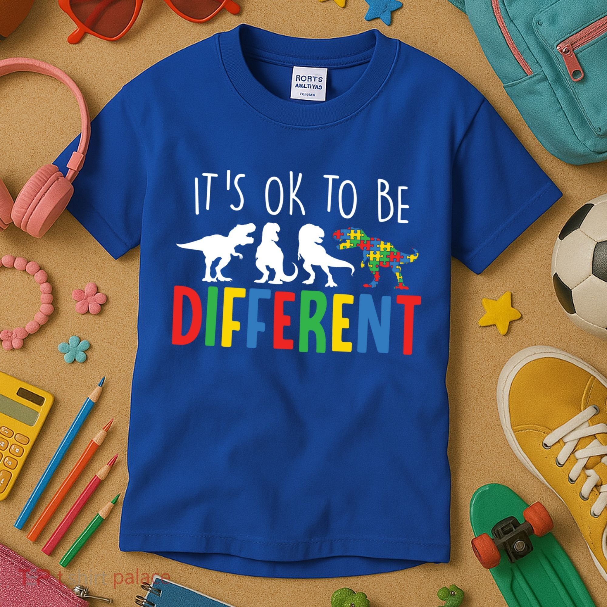 Autism Awareness Dinosaur ItS Ok To Be Different Meaningful Gift Kids T-Shirt